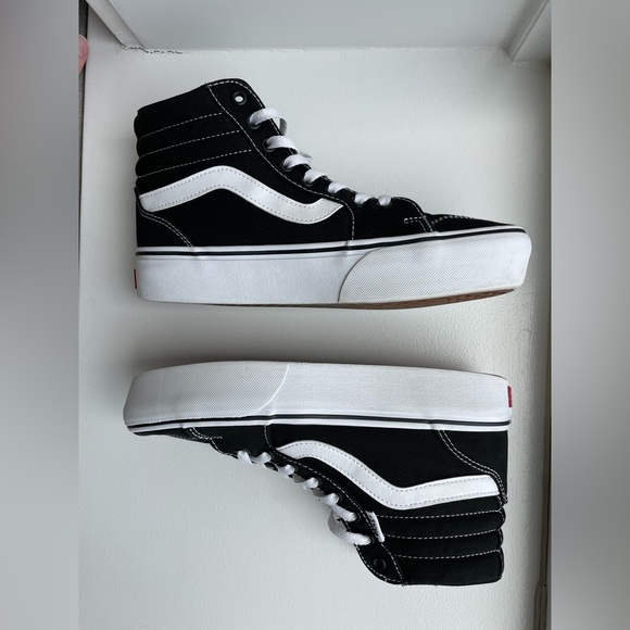 Sk8-Hi Platform 2.0 Black Canvas High Top Vans - Picture 6 of 8
